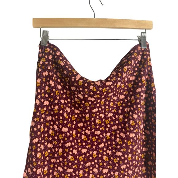 Free People IRL Floral Print Mini Slip Skirt in Plum Combo Size 10 - Picture 9 of 12